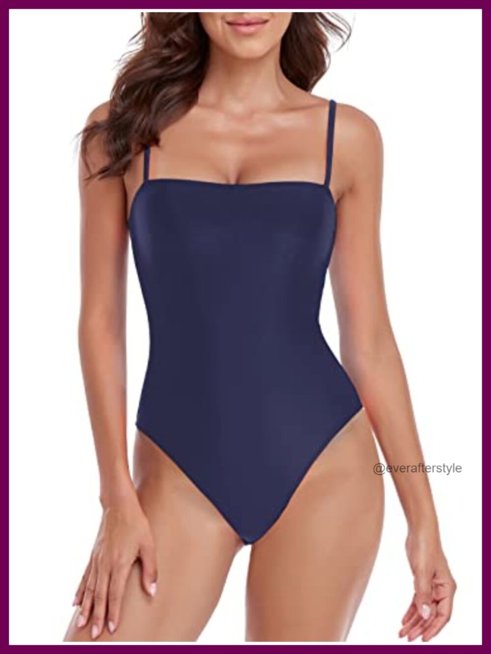 RELLECIGA Women's One Piece Swimsuit Bandeau Tummy Control Bathing Suit